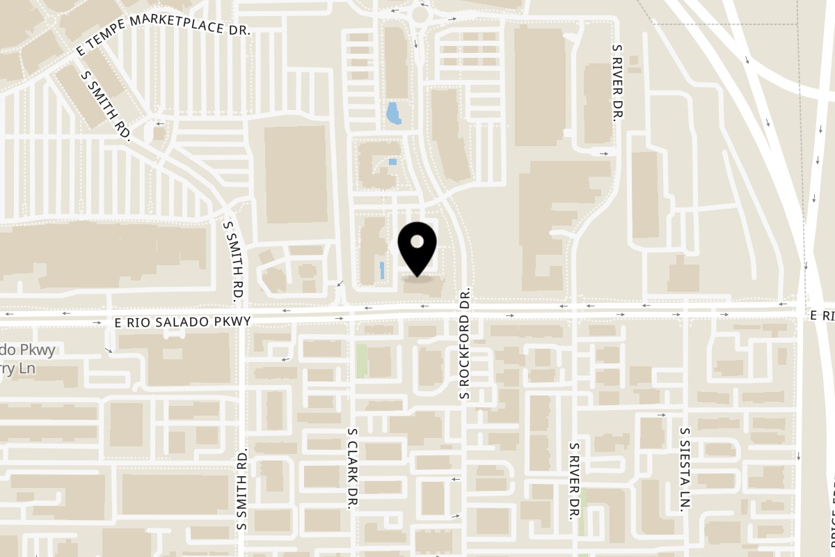 Map showing the location of Daily Dose Daily Dose Rio Salado on 96 South Rockford Drive in Tempe